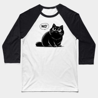 Cute Black Cat Says No Baseball T-Shirt